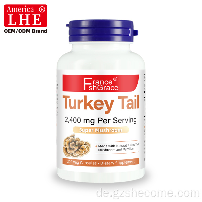 Shecome Turkey Tail Kapseln 2400 mg Unterstützen die Gesundheit des Immunsystems